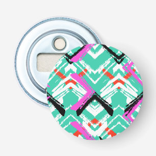 Hand Drawn Teal Zig Zag Pattern Bottle Opener