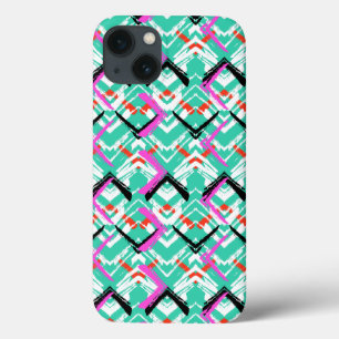 Hand Drawn Teal Zig Zag Pattern iPhone 13 Case