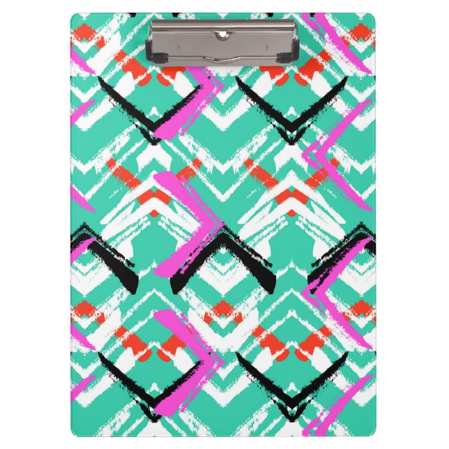 Hand Drawn Teal Zig Zag Pattern Clipboard (Front)