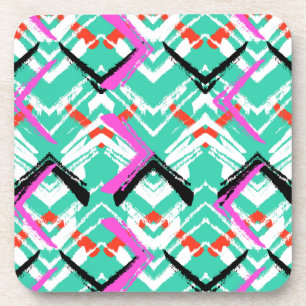 Hand Drawn Teal Zig Zag Pattern Coaster
