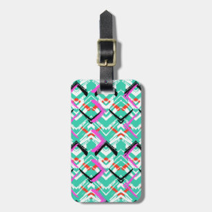 Hand Drawn Teal Zig Zag Pattern Luggage Tag