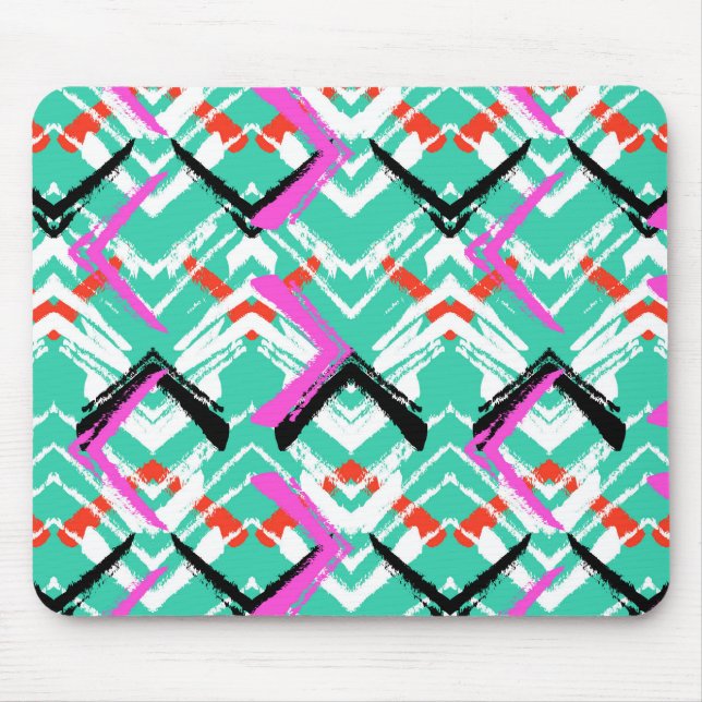 Hand Drawn Teal Zig Zag Pattern Mouse Pad (Front)