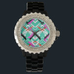 Hand Drawn Teal Zig Zag Pattern Watch<br><div class="desc">Multicolor hand drawn pattern with brushed zigzag line. Vector seamless texture for web,  print,  home decor,  textile,  wrapping paper,  wallpaper,  invitation card background,  spring summer fashion fabric © and ® Bigstock® - All Rights Reserved.</div>