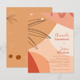 Hand Drawn Terracotta Abstract Wedding Invitation  Postcard