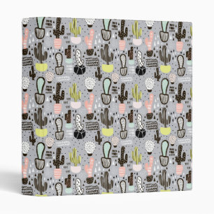 Hand Drawn Textured Cactus Pattern Binder