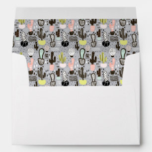Hand Drawn Textured Cactus Pattern Envelopes