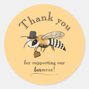 Hand-drawn Thank you Bee Pun Business Sticker