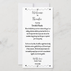 Hand drawn thank you Wedding note for guest