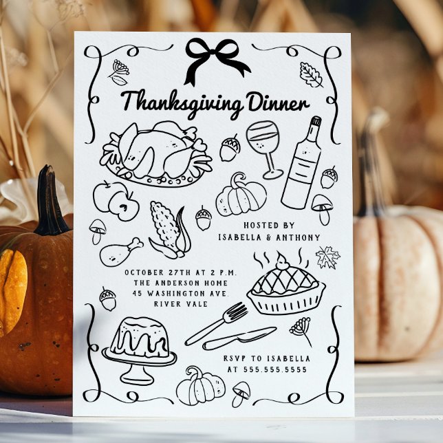 Hand Drawn Thanksgiving Dinner Invitation (Creator Uploaded)