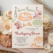 Hand drawn Thanksgiving Dinner Save Room for Pie