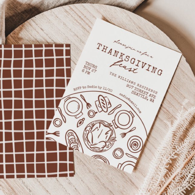 Hand Drawn Thanksgiving Dinner Scribble Invitation (Creator Uploaded)