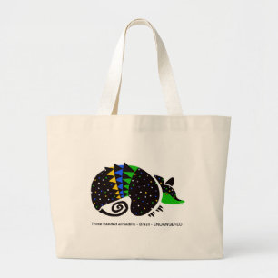 Hand drawn Three-banded ARMADILLO -Conservation -  Large Tote Bag