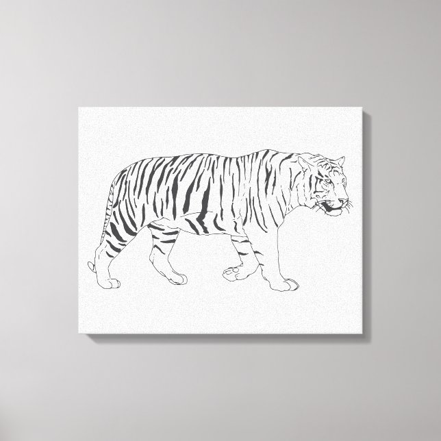 Hand Drawn Tiger Drawing Poster Canvas Print (Front)