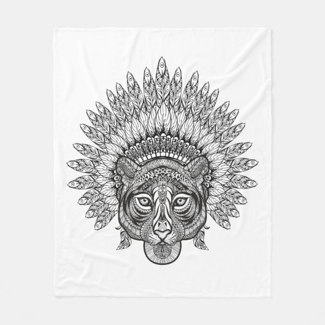 Hand Drawn Tiger In Style Fleece Blanket (Front)