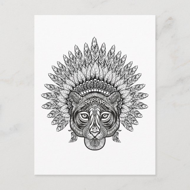 Hand Drawn Tiger In Style Postcard (Front)