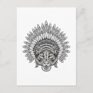 Hand Drawn Tiger In Style Postcard