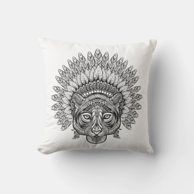 Hand Drawn Tiger In Style Throw Pillow (Front)