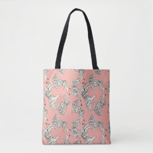 Hand drawn tiger seamless pattern, big cats in dif tote bag