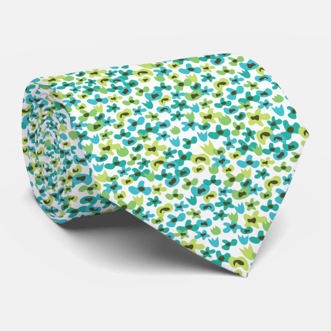 Hand Drawn Tiny Whimsical Flowers Necktie (Rolled)