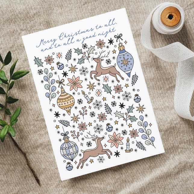 Hand Drawn | To All a Good Night Christmas  Holiday Card (Creator Uploaded)