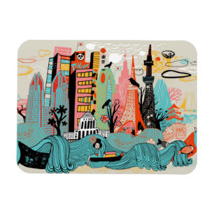 Hand Drawn Tokyo Japan Magnet