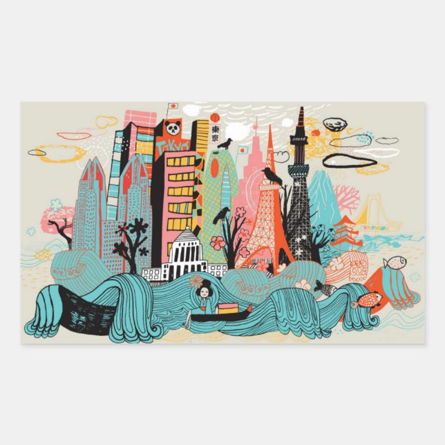 Hand Drawn Tokyo Japan Sticker (Front)