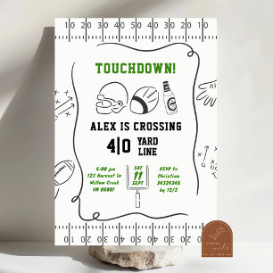 Hand Drawn Touchdown Adult Man Birthday Invitation