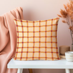 Hand Drawn Translucent Autumn Grid Throw Pillow