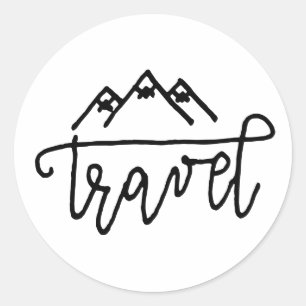 Hand Drawn Travel Text Classic Round Sticker