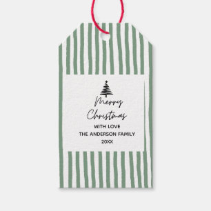 Hand drawn tree Merry Christmas Gift Tags