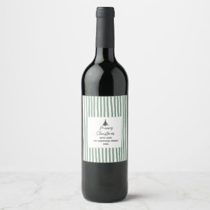 Hand drawn tree Merry Christmas Wine Label