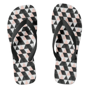 Hand Drawn Triangle Geometric Pattern Flip Flops