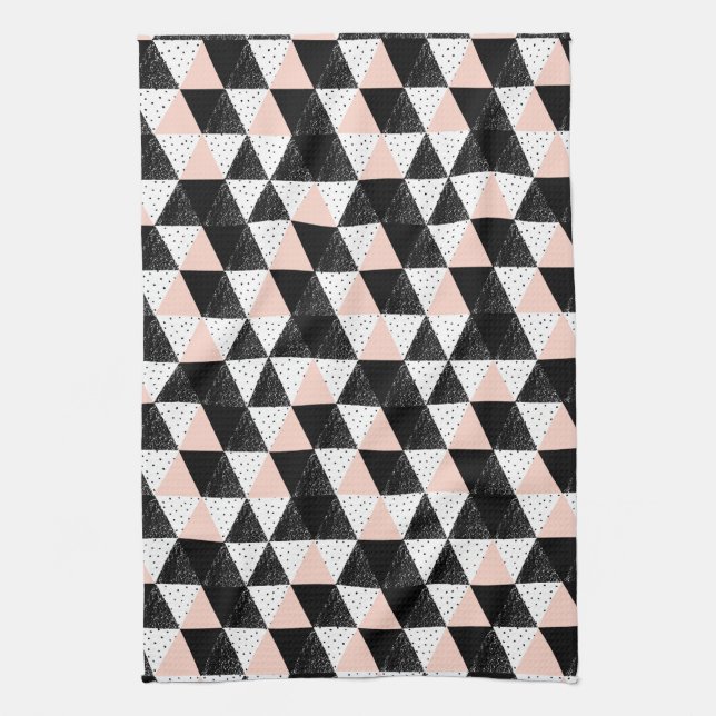 Hand Drawn Triangle Geometric Pattern Kitchen Towel (Vertical)