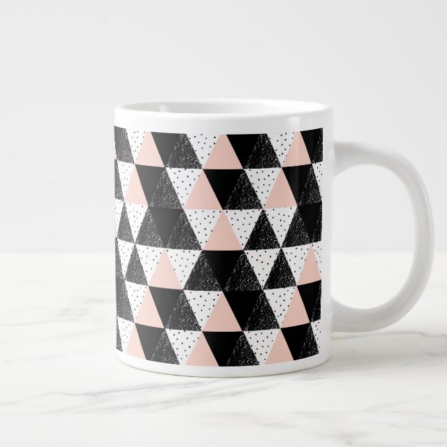 Hand Drawn Triangle Geometric Pattern Large Coffee Mug (Right)