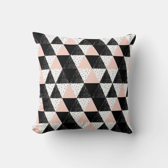 Hand Drawn Triangle Geometric Pattern Throw Pillow (Front)