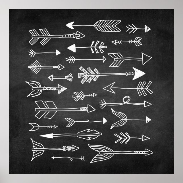 Hand Drawn Tribal Arrow Chalkboard Poster (Front)