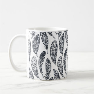 Hand-drawn tribal feathers, vintage pattern. coffee mug