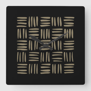 Hand Drawn Tribal Inspired Line Art Square Wall Clock