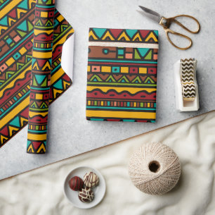 Hand Drawn Tribal Pattern Earth Tones Wrapping Paper