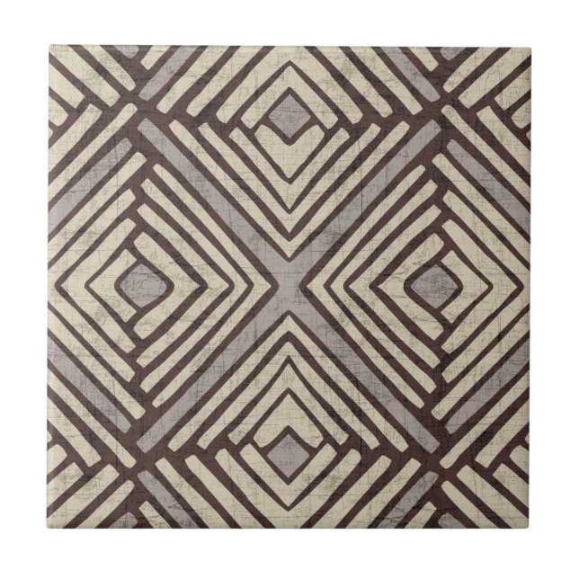 Hand drawn tribal pattern (Natural Shades) Tile (Front)