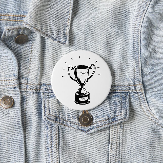Hand Drawn Trophy Retro Black and White Award 3 Inch Round Button (Creator Uploaded)