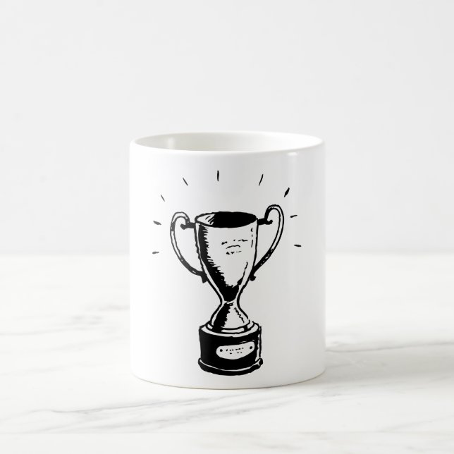 Hand Drawn Trophy Retro Black and White Award Coffee Mug (Center)