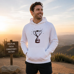 Hand Drawn Trophy Retro Black and White Award Hoodie