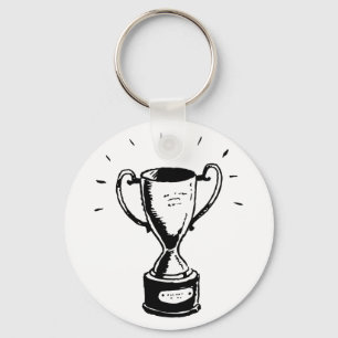 Hand Drawn Trophy Retro Black and White Award Keychain