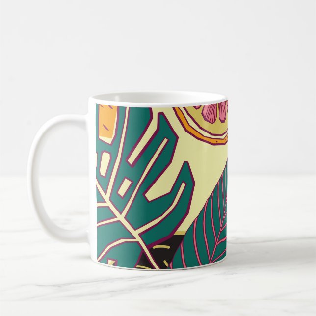 Hand Drawn Tropical Bright Pattern Coffee Mug (Left)