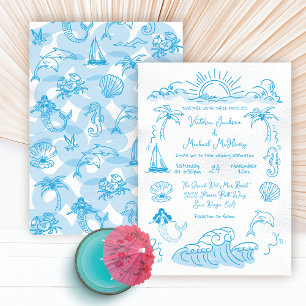 Hand drawn Tropical Coastal Destination Invitation