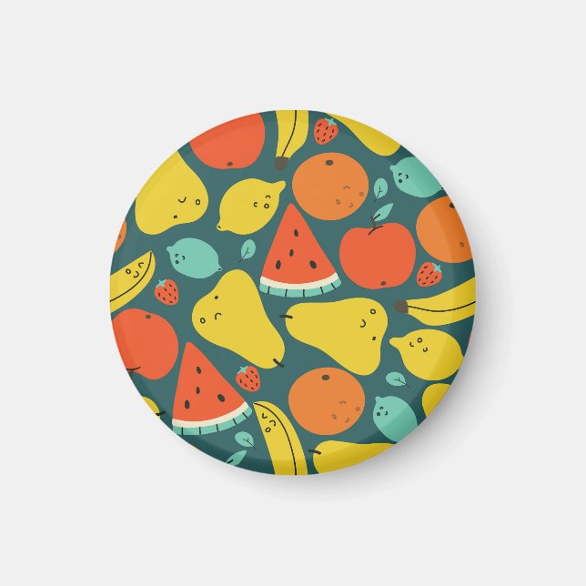 Hand Drawn Tropical Fruit Pattern Magnet (Front)