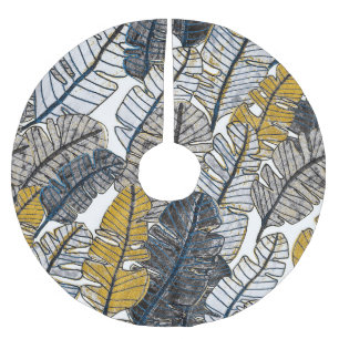 Hand Drawn: Tropical Leaves Brushed Polyester Tree Skirt