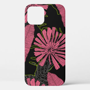 Hand drawn tropical leaves. Exotic plant. Tropical iPhone 12 Case