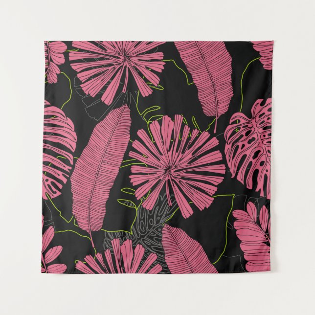 Hand drawn tropical leaves. Exotic plant. Tropical Tapestry (Front)
